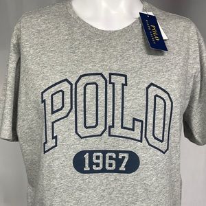 NWT Medium Polo Ralph Lauren Crewneck Graphic Cotton Tshirt Classic Fit Grey